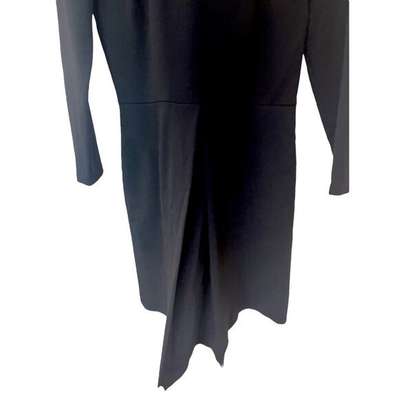 & Other Stories Box Pleat Black Sheath Dress Exposed Zipper Size 6 Long Sleeve - Picture 2 of 6